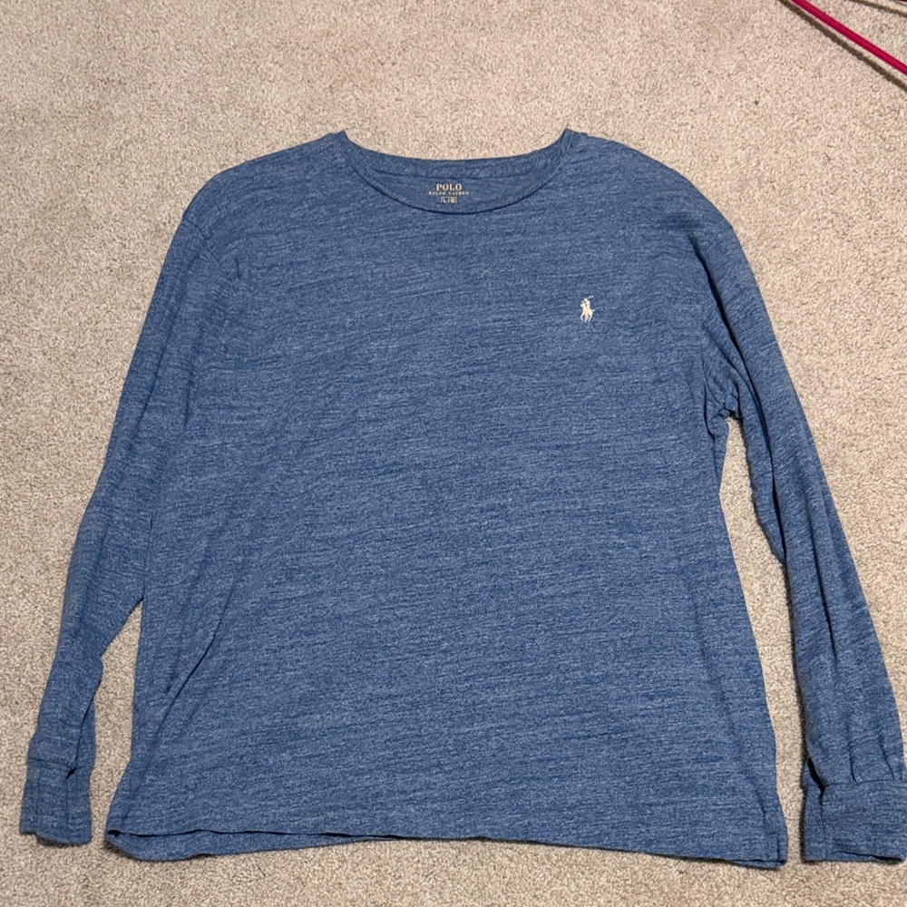 Polo by Ralph Lauren Men's Heather Blue Long Sleeve Tee